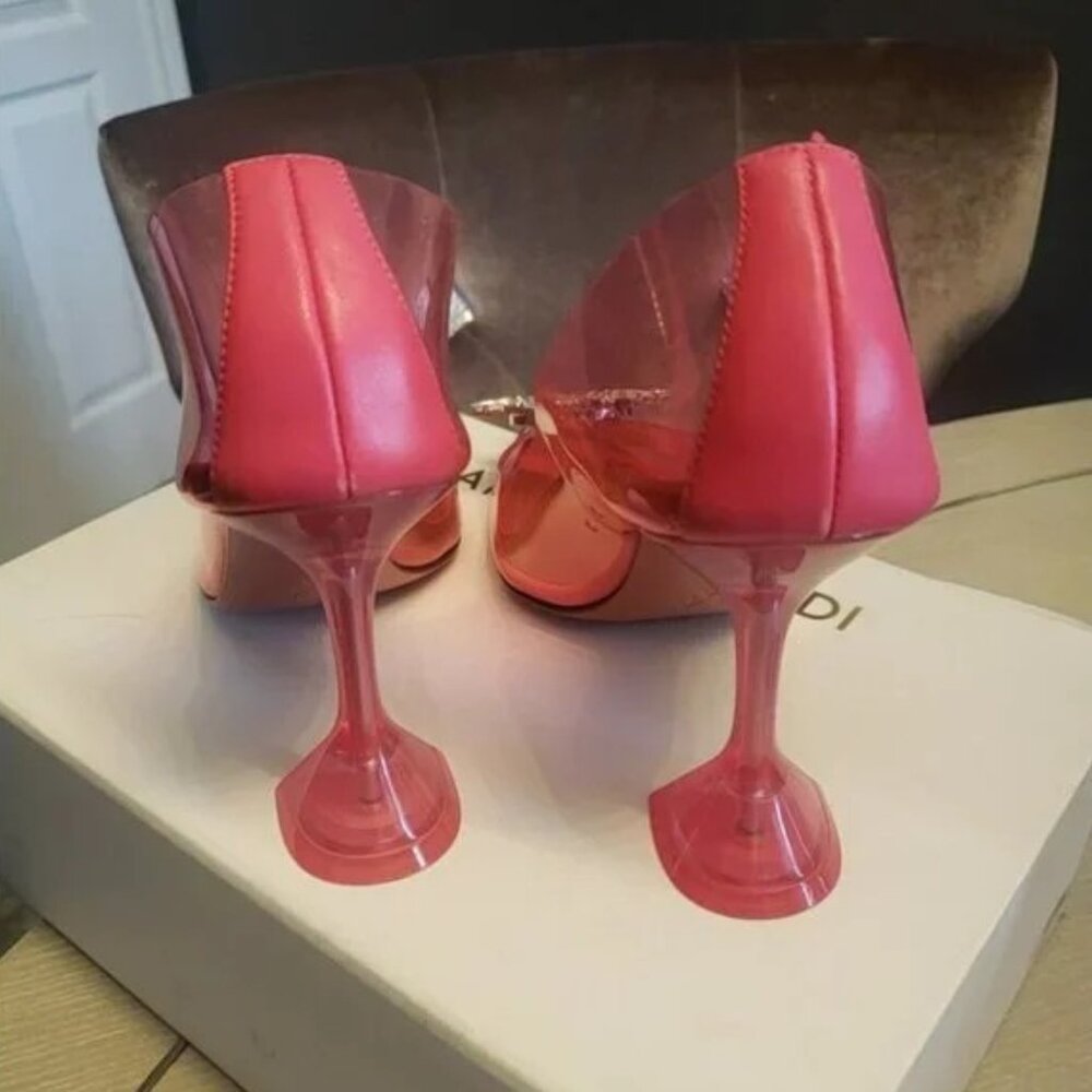 Amina Muaddi Begam glass Pump Pink Glass Clear Heels size 39 - Picture 12 of 16